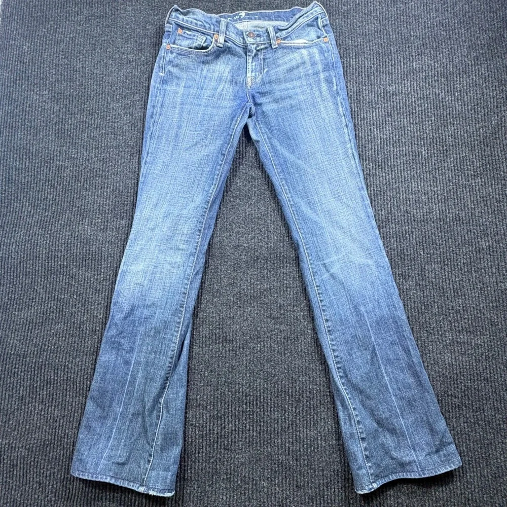 7 For All Mankind Jeans Womens 28 Blue Bootcut Medium Wash Stretch Denim - Picture 1 of 13